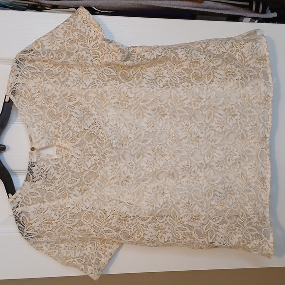 NWT Liz Claiborne Beige Floral Lace Blouse - 2 pcs. - Picture 3 of 5